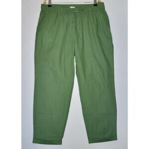 🆕️ J. CREW FACTORY Linen/Cotton Drawstring Pull-On Pants Faded Moss Green sz14